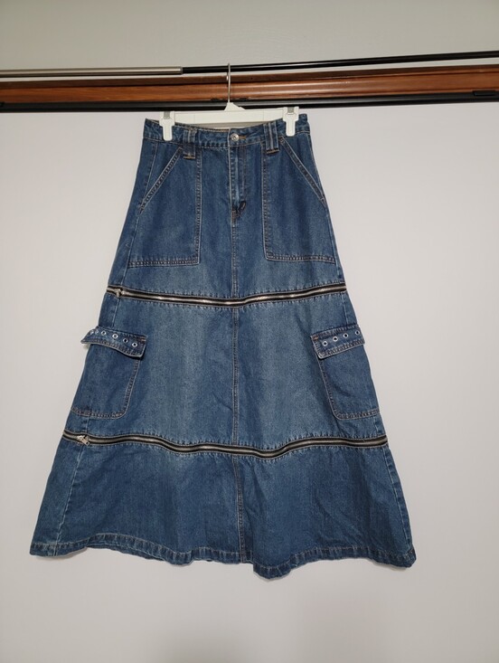 Social Collision Dresses & Skirts - Hot Topic Social Collision Zip-Off Denim Cargo Maxi Skirt S Nwot / C3